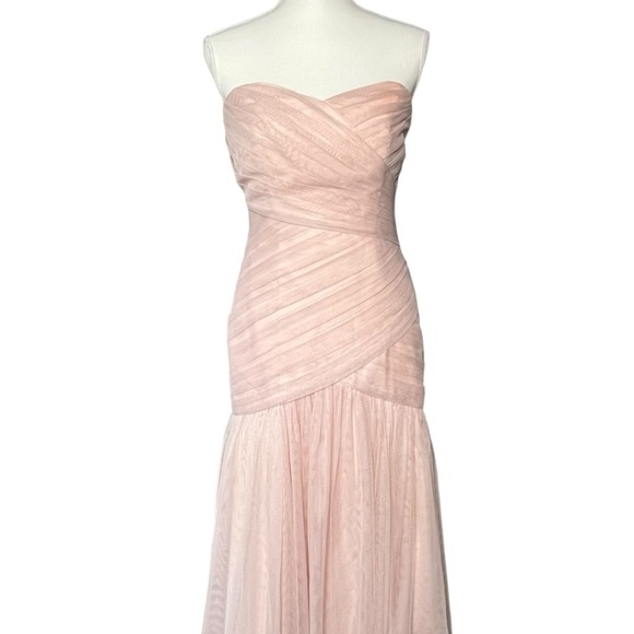 White by Vera Wang Blush Strapless Bobbin Net Gown w/Sweetheart Neckline Size 6 - Picture 2 of 14
